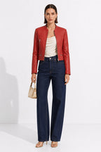 Quilted Shoulder Leather Racer Jacket