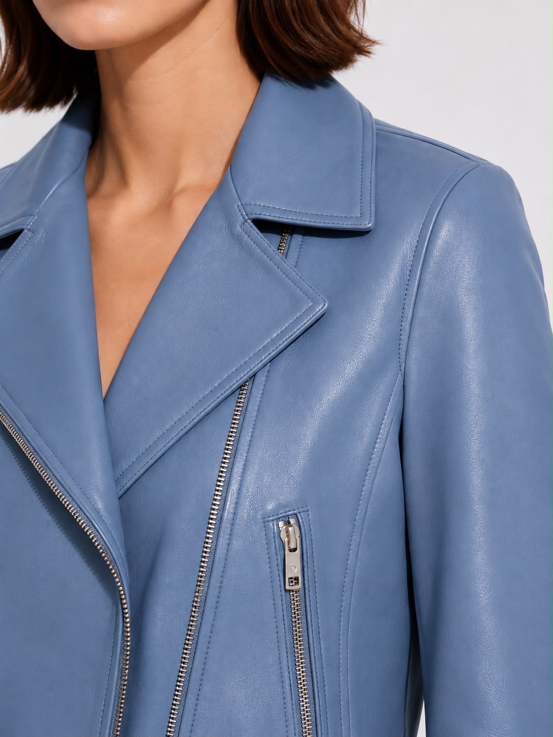 Aster Cropped Lambskin Leather Biker Jacket