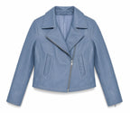 Aster Cropped Lambskin Leather Biker Jacket