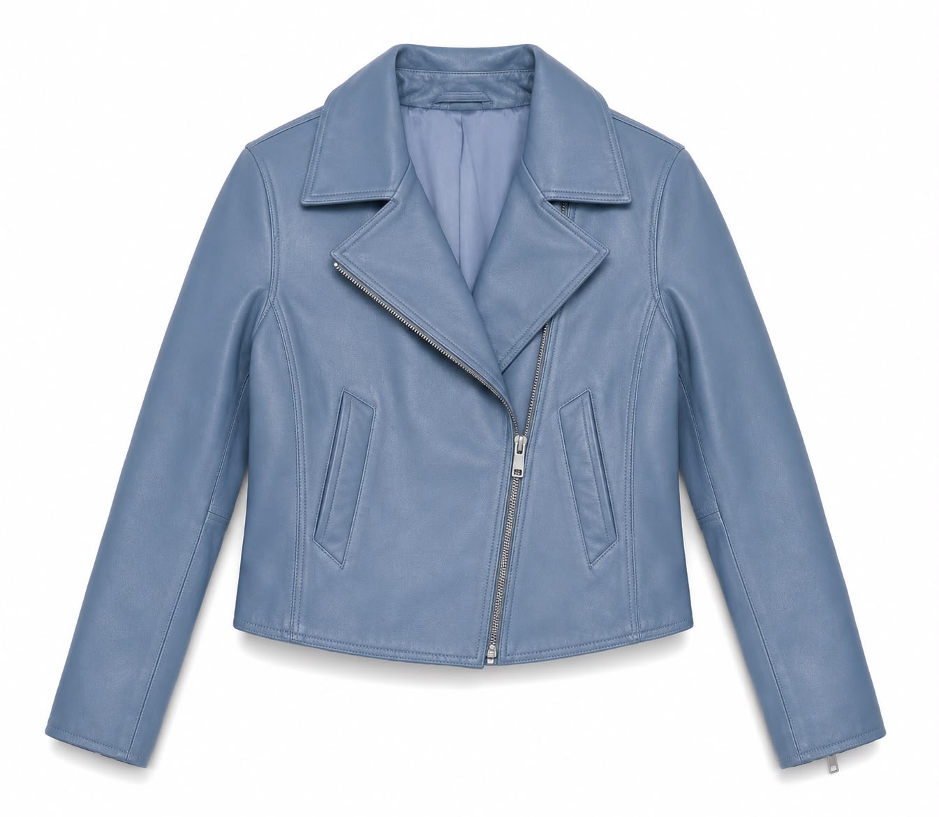 Aster Cropped Lambskin Leather Biker Jacket