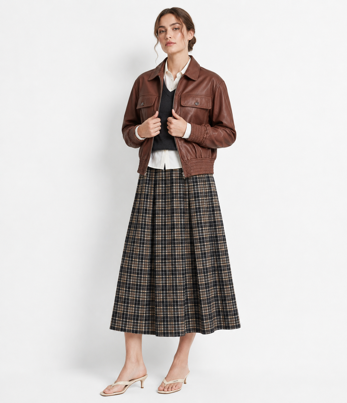 Classic Lambskin Leather Bomber Jacket