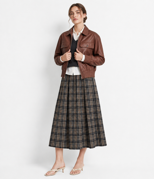 Classic Lambskin Leather Bomber Jacket
