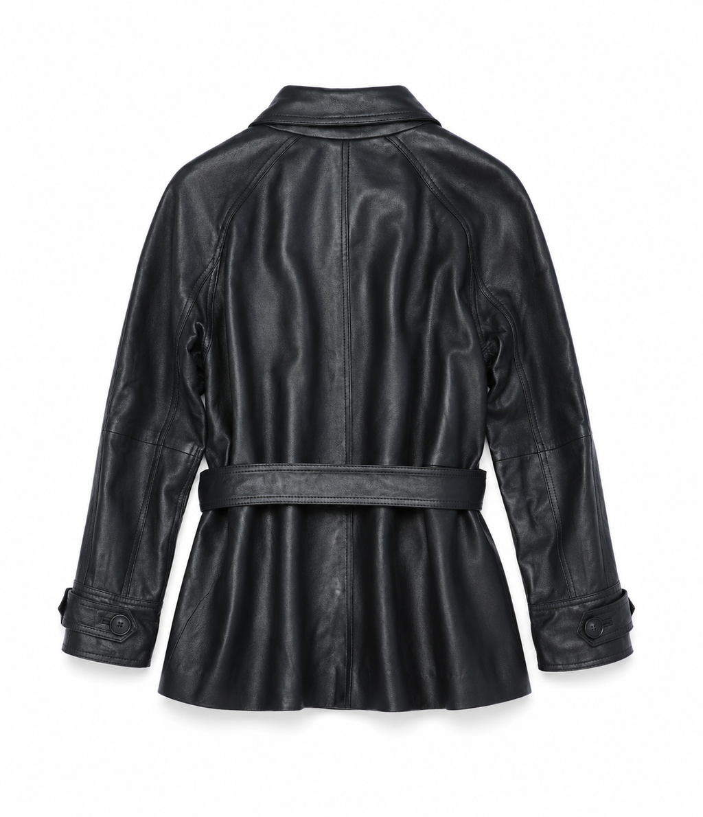 Belted Sheepskin Trench Coat