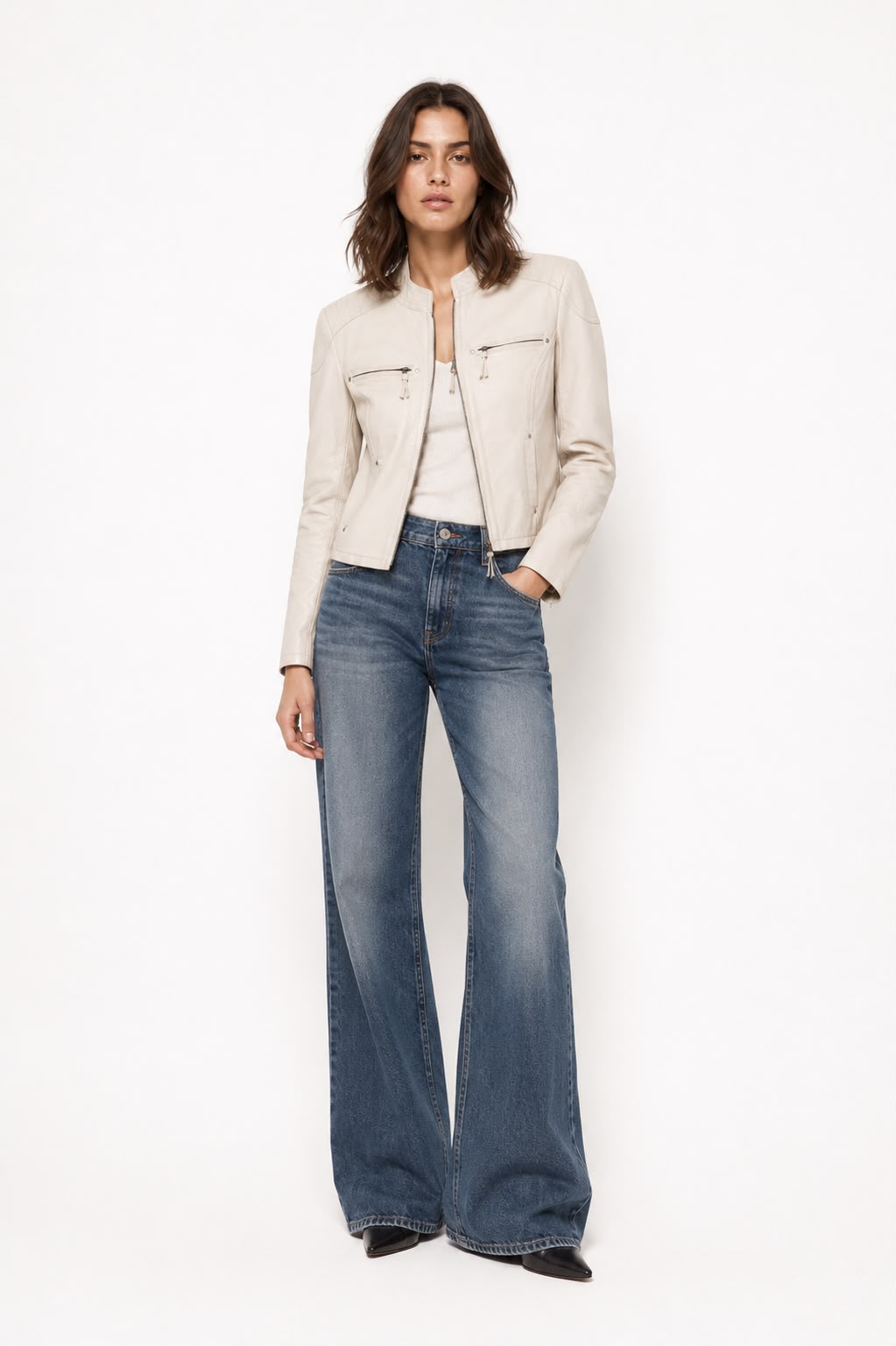 Ivory Leather Jacket