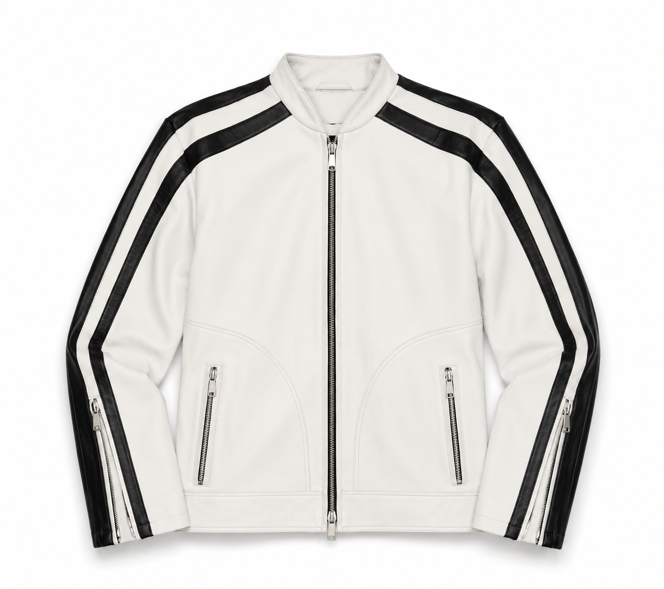Ember Stripped Racer Lambskin Leather Jacket