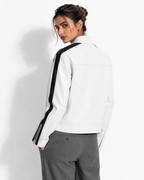 Ember Stripped Racer Lambskin Leather Jacket