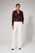 Croc-Embossed Calfskin Biker Jacket