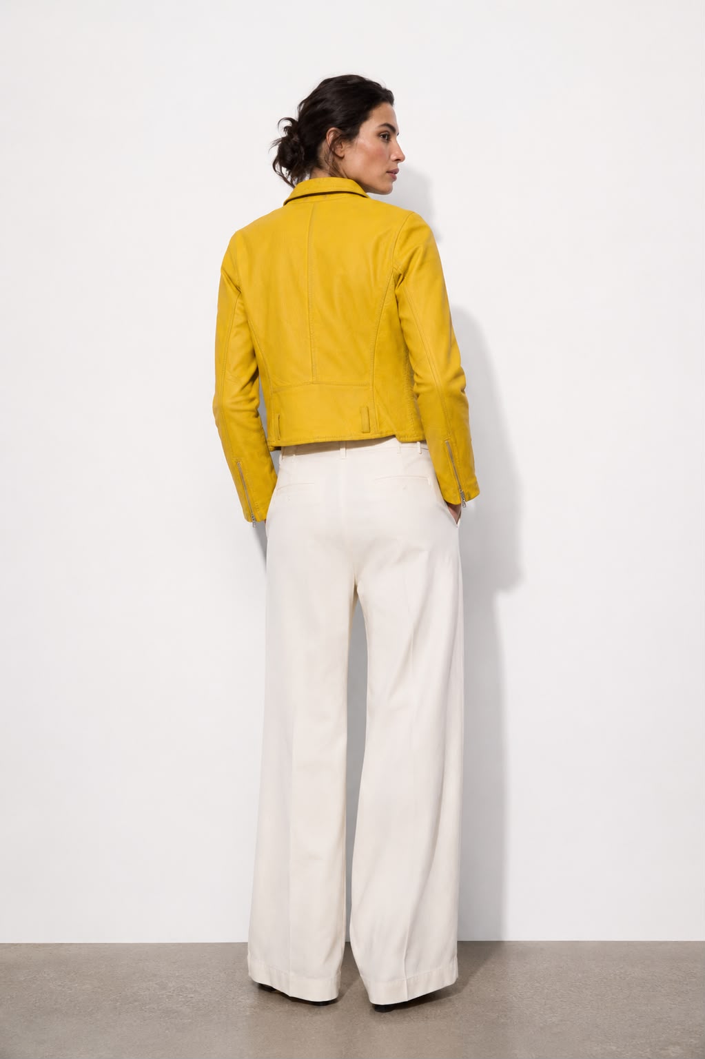 Yellow Leather Biker Jacket