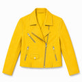 Yellow Leather Biker Jacket