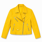 Yellow Leather Biker Jacket