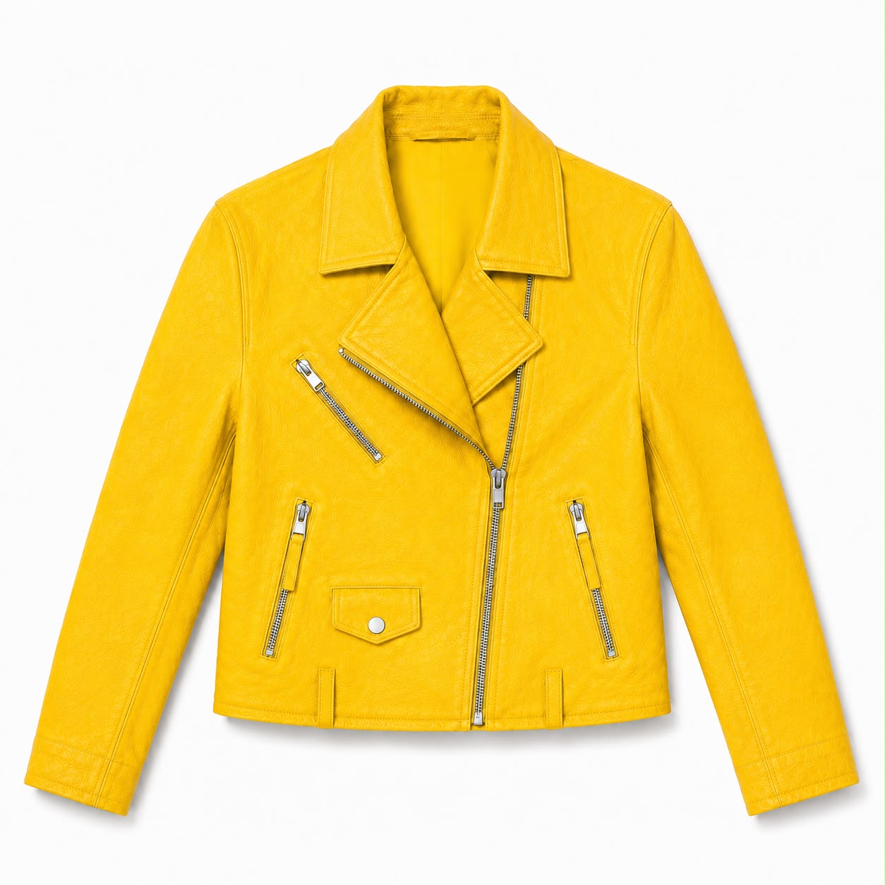 Yellow Leather Biker Jacket
